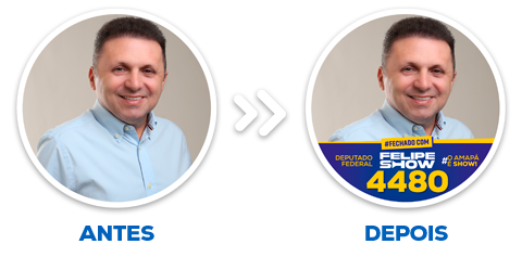 Antes e depois: foto de perfil com a moldura da campanha Felipe Show 4480